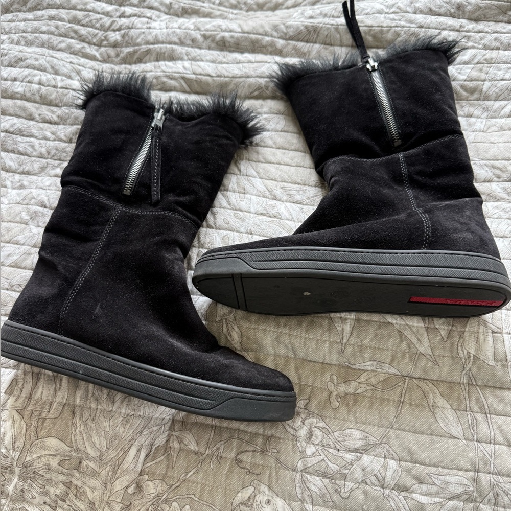 Prada Black Suede Women's Boots